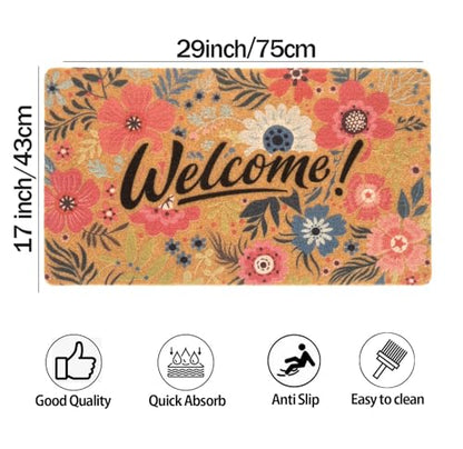 FGSS Spring Summer-Welcome-Door-Mats Flowers-Holiday-Doormats 17X29 Inch - color: Floral Welcome Mat