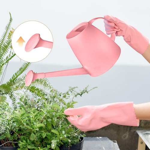 Plastic Watering Can - for Indoor and Outdoor House Plant Garden - with Long Spout - 1/2 Gallon - Pink - color: Pink