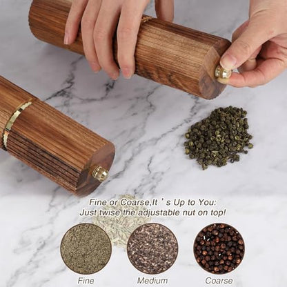 Wooden Pepper Grinder Pepper Mill,Adjustable Coarseness Salt Pepper Grinder Shaker Pepper Grinder Refillable,Acacia Wood Salt Grinder for Your Kitchen - color: BURLYWOOD-1
