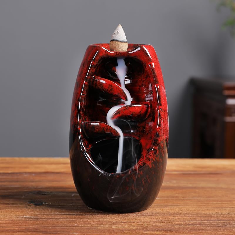 Backflow Incense Burner Ceramic Backflow Incense Burner Aromatherapy Burner Home Incense Burner Ornaments Home Incense Cone Incense Burner Aromatherapy Ornament Incense Waterfall(C) - color: C