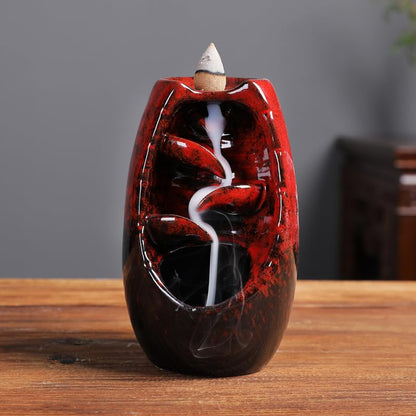 Backflow Incense Burner Ceramic Backflow Incense Burner Aromatherapy Burner Home Incense Burner Ornaments Home Incense Cone Incense Burner Aromatherapy Ornament Incense Waterfall(E) - color: E