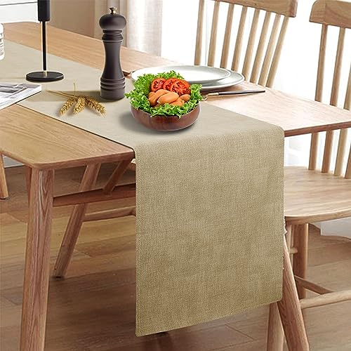 Waterproof Wipeable Table Runner, Thick Farmhouse Table Runner, Dresser Runner, Rustic Table Runner for Kitchen Dining Room, Bedroom, Living Room, Indoor and Outdoor (48'', Camel Brown) - size: 48''(Fits Length 29''-36'' Table)