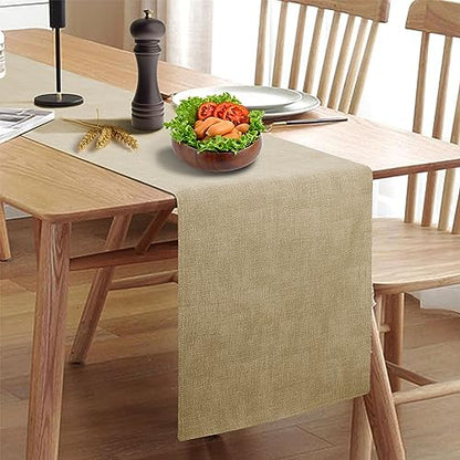 Waterproof Wipeable Table Runner, Thick Farmhouse Table Runner, Dresser Runner, Rustic Table Runner for Kitchen Dining Room, Bedroom, Living Room, Indoor and Outdoor (48'', Camel Brown) - size: 48''(Fits Length 29''-36'' Table)