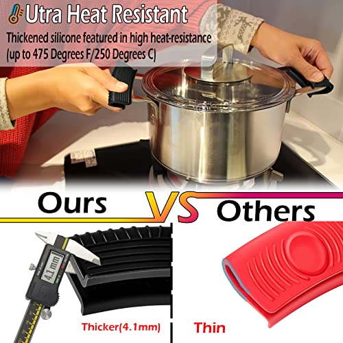 8 Pack Cast Iron Pot Assist Handle Covers, High Heat Resistant Anti-Slip Silicone Skillet Handle Cover for Any Frying Cast Iron Skillet Metal Pan, Washable Reusable Rubber Pot Holder Sleeve Black - size: Black-8 Pack