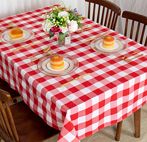 ShinyBeauty Checked Tablecloth Rectangle 54x80-Inch Red and White Buffalo Plaid Tablecloths Cotton Table Cover Gingham Table Cloths for Dining Rustic Lattice Tablecloth Buffalo Check Table Cloth - color: Red & White, size: 80" x 54" (Rectangular)