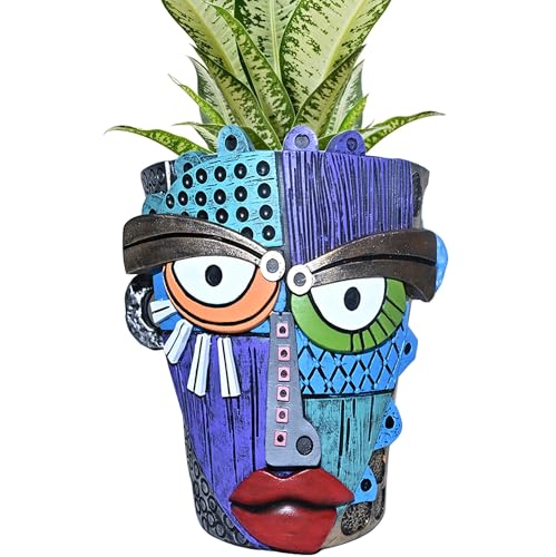 Midogaigai Abstract Face Planter Pots for Indoor Plants & Flowers Deco Gift | Funny Planter,Colorful Resin Flower Pots with Drainage Holes,Adorable Quirky Decor for Outdoor Garden,Patio&Home(S Eclectic) - color: Eclectic, size: Small