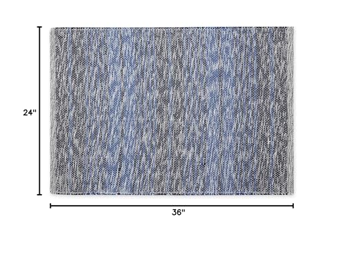 DII Woven Rag Rug Collection Recycled Yarn Variegated Rustic Stripe, 2x3', Nautical Blue - color: Nautical Blue