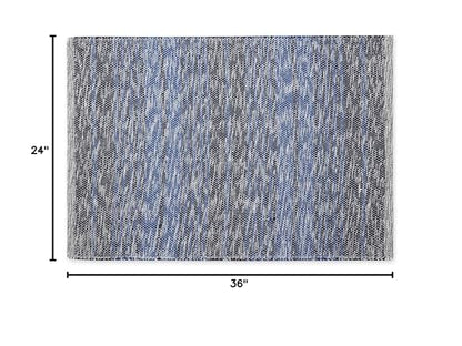 DII Woven Rag Rug Collection Recycled Yarn Variegated Rustic Stripe, 2x3', Nautical Blue - color: Nautical Blue