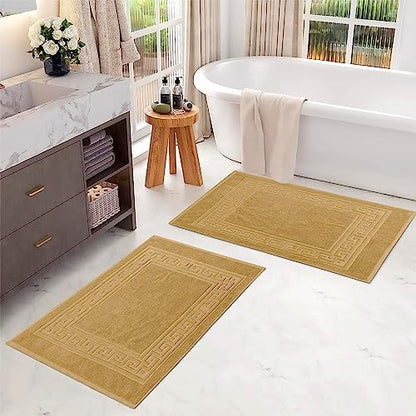 Superior Hotel & Spa Quality Bath Mat Set of 2, Made of Long-Staple Combed Cotton, Durable and Washable Bathroom Mat 2-Pack - Toast, 22" x 35" each - color: Toast, size: 22" x 35" (Set of 2)