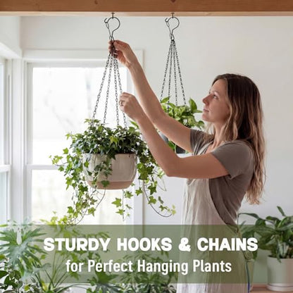 3 Pack 23 Inch Hanging Baskets Chains with Windproof Hooks, Hanging Plant Chains 4 Point Metal Flower Pot Replacement Chain Hangers for Planters Lanterns Bird Feeders, Baskets Not Included