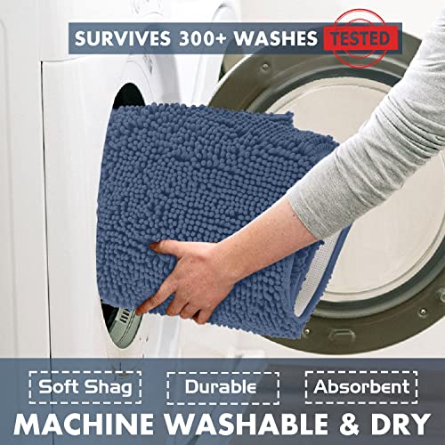 LuxUrux Bathroom Rugs Sets 2 Piece: Quick Dry, Soft Plush Anti-Slip, Super Absorbent. Includes Rectangular (31x20 inches) & U-Shaped Toilet Mat (20x20 inches) | Medium Blue - color: Medium Blue, size: 2 Piece Set