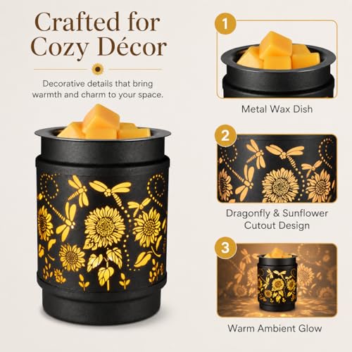 Sunflower Wax Melt Warmer Metal Wax Warmer for Scented Wax | Electric Fragrance Candle Oil Burner 2 in 1 Wax Melts as Gifts for Moms Grandma Women Girls - style: sunflower