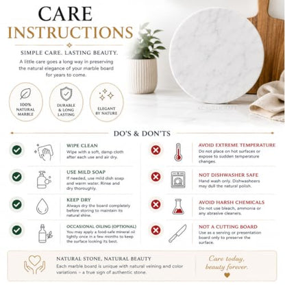 11-Inch Round Marble Cheese Cutting Board, White | Solid Natural Stone, Cutting Board & Charcuterie Serving Tray, Non-Slip Feet, 0.5" Thick, Easy to Clean - color: White, size: 11"L x 11"W