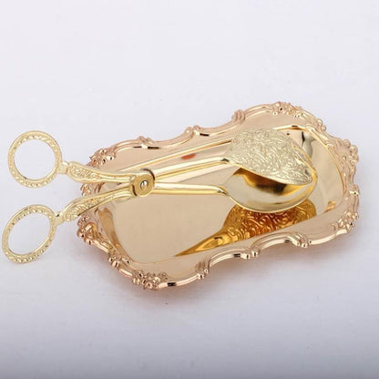 Gold Serving Tray 8.07X4.84 Inch Decorative Dessert Plate for Wedding Party Fruit Snacks Cake Display Elegant Tableware