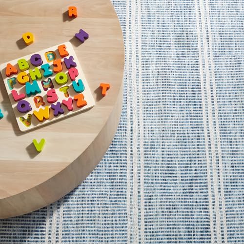 Dash & Albert Malta Blue Striped Washable Runner Rug, 2'6"x8' - color: Blue, size: 2'6" x 8' (Runner)