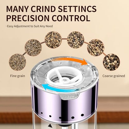 Electric Rechargeable Salt and Pepper Grinder Set - Automatic Grinder, External Adjustable Coarseness, LED Light, One-Hand Operation, Stainless Steel & Acrylic, USB Charging, Purple (Set of 2) - size: Dark Purple