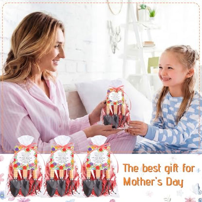 Chumia 12 Set Gardening Gifts Bulk for Women Floral Mini Garden Tools Shovel, Mini Garden Tools, Thank You Cards with Bags for Mother Day Mom Birthday Teacher Christian Party Favors