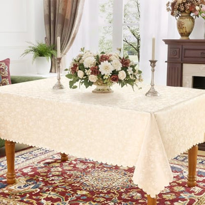 Smiry Rectangle Table Cloth, Waterproof Heavy Duty Vinyl Tablecloths, Wipeable Washable Table Cover for Kitchen and Dining Room (Beige, 60" X 84") (Pack of 2) - color: Beige, size: 84" x 60" (Rectangular) (Pack of 2)
