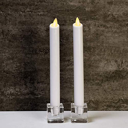 2PCS Square Glass Taper Candle Holders, Crystal Clear, Wedding & Dining | Crisp Transparency, Stable Base, 0.87" Taper Compatible, Light-Refracting, Modern Design, Event & Home Use