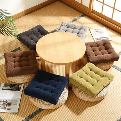 Square Floor Pillow Cushion, 22x22 Inch Meditation Pillow, Green | Thick Tufted, Soft Velvet Seat Cushion, for Yoga, Gaming, Reading, Living Room, Tatami, Chair - color: Green