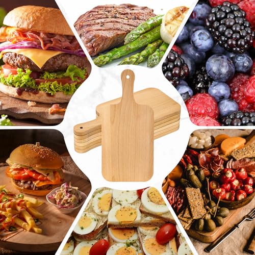 Lounsweer 6 Pcs Wood Cutting Boards Bulk, 15 Inch with Handle | Natural Wood Chopping Serving Charcuterie Board, Laser Engraving Material Wedding Personalized Housewarming Gifts - size: 15 x 7 inches