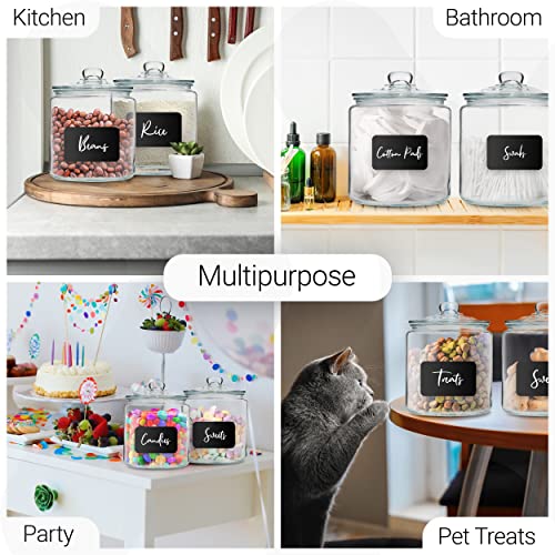 Le’raze 3pc Canister Sets for Kitchen Counter + Labels & Marker - Glass Cookie Jars with Airtight Lids - Food Storage Containers with Lids Airtight for Pantry - Flour, Sugar, Coffee, Christmas gift.