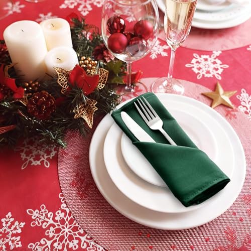 Cloth Napkins Set of 6, 18 x 18 Inch, Washable Hunter Green Dinner Napkins with Hemmed Edges for Restaurant, Wedding and Holiday - color: Hunter Green, size: 18" x 18" (Set of 6)