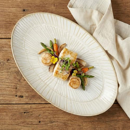 15.6-inch Ceramic Dinner Plate Set of 4, Ceramic Salad Plate Set, Retro Cream-Style Dinner Plate,Suitable for salads, appetizers, snacks, and sushi，Oven and dishwasher safety - color: White