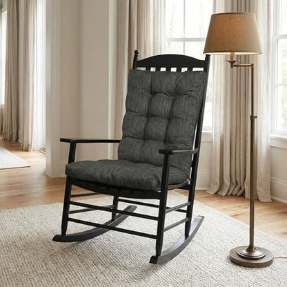 baibu Patented Dual-Layer Rocking Chair Cushion Set, 19.5 x 19.5 in, Black | Two-piece memory foam seat and back cushion set with secure ties and a non-slip bottom for indoor rocking chairs. - color: Black