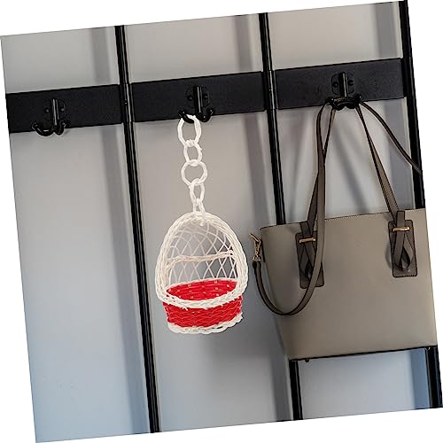 ORFOFE 5pcs Handwoven Rattan Hanging Baskets Nest Shape Decorative Storage Baskets Handles Stylish Wall Decor for Home and Office Organization
