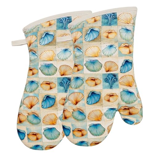 Oven Mitts Gloves 1 Pair Heat Resistant 480 ℉ Non Slip Clear Silicone Printed Shell Comfortable Cotton Lining Kitchen Men Cooking Barbecue Machine Washable (Shell, Beige Mitts) - color: Shell, Beige Mitts