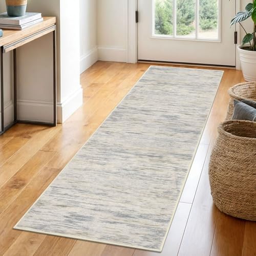 SIILOOM 2x6 Washable Runner Rug, Non Slip Soft Area Rug for Hallway Kitchen | Gray/Beige/Neutral Modern Abstract Spill & Stain Resistant Low Pile Carpet for Entryway Laundry Bedroom, Easy Clean - color: Gray/Beige/Neutral/Multi, size: 2' x 6' (Runner)