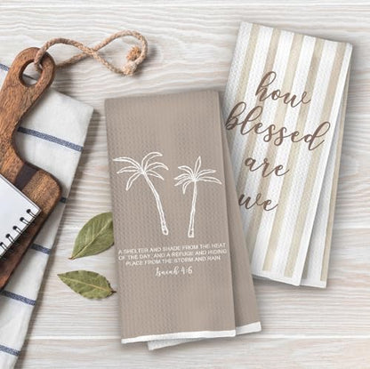 Christian Palm Tree Kitchen Towels Set - Boho Christian Gifts Dish Towels, Beachy Religious Gifts Hand Towel, Christian Psalm Scripture Tea Towel, 16x24 Inches Set of 2 - color: Christian- 03