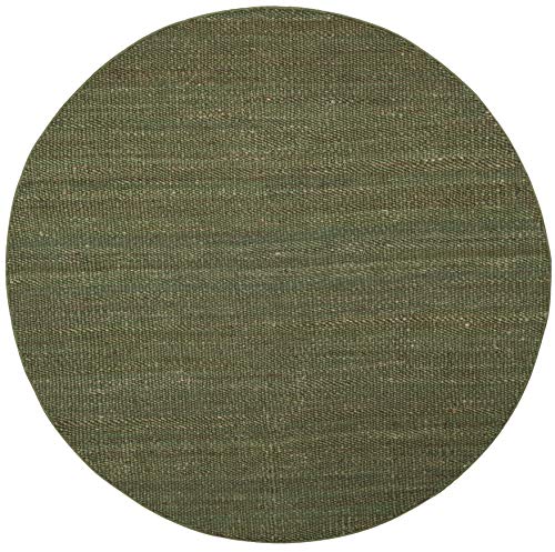 SAFAVIEH Natural Fiber Collection 6' Round Green NF368G Handmade Boho Fringe Woven Jute Area Rug - color: Green, size: 6' (Round)
