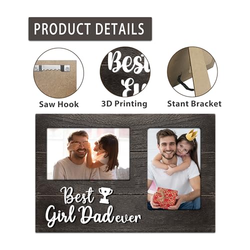 Baby Girl Gifts, Fathers Day 3D Photo Frame from Baby Girl Gifts Hold 4x6 Inches Two Photos, Girl Dad Birthday Gift for Dad, Girl Dad First Time Picture Frames - color: girl dad