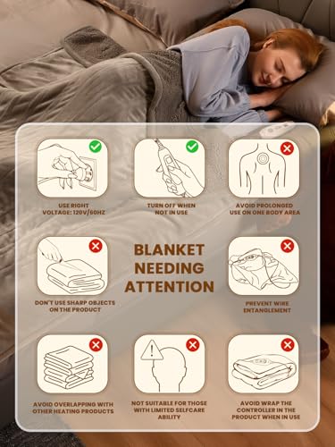 Bearhug Electric Blanket Throw Size, 50" x 60" Heated Blanket with 6 Heating Levels & 4H Auto Shut-Off, Machine Washable Soft Velvet to Sherpa Reversible Heated Throw for Office, Couch and Sofa Taupe - color: Taupe-velvet & Sherpa, size: Throw 50" × 60"