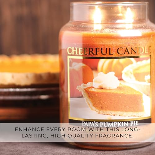A Cheerful Giver - Papa's Pumpkin Pie Scented Glass Jar Candle (24 oz) with Lid & True to Life Fragrance Made in USA - size: 24oz