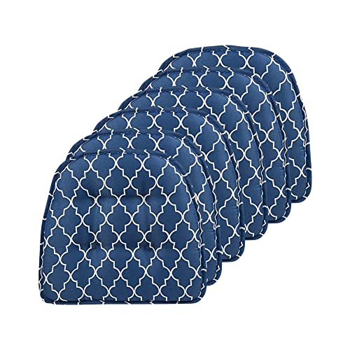 Klear Vu Omega Non-Slip Chair Cushions, Assembled in USA, U-Shaped Skid-Proof Seat Pads for Dining Room, Kitchen, Office, 15"x16" 6 Pack Geo Blue 6 Count - color: Geo Blue, size: 6 Pack