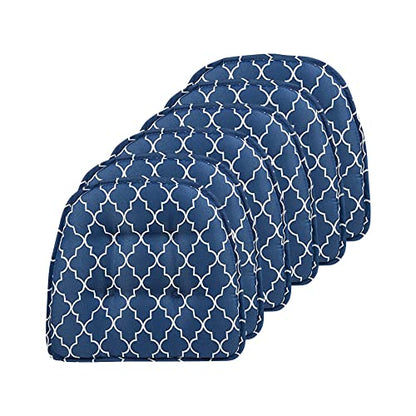 Klear Vu Omega Non-Slip Chair Cushions, Assembled in USA, U-Shaped Skid-Proof Seat Pads for Dining Room, Kitchen, Office, 15"x16" 6 Pack Geo Blue 6 Count - color: Geo Blue, size: 6 Pack