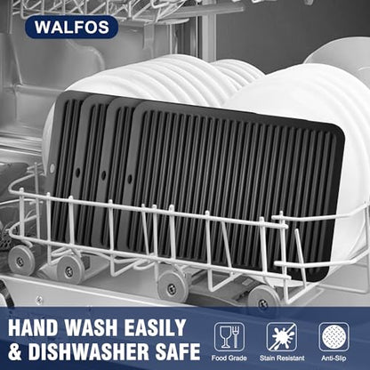Walfos XXL Silicone Trivet 16x12 Inch, Trivets for Hot Pots and Pans, Heat Resistant Pot Holders Hot Pads for Kitchen Quartz Countertops, Hot Dishes, 4 Pack - style: 16x12in, 4 Black XXL Trivets