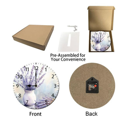Wall Clock Lavender Sign Silent Non Ticking Round Clocks Lavender Clocks 10inch Battery Operated Quartz Quiet Desk Clock for Home Office - color: Wallclock03