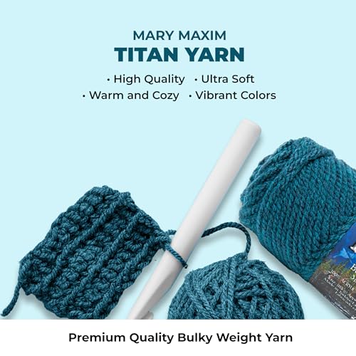 Mary Maxim Titan Bulky Yarn, Weight 5 Acrylic, Chunky Yarn for Crocheting and Knitting, Ideal for Thick, Soft Blankets, Throws, and Graph Style Sweaters, 80 Yards - Teal Heather - 1 Skein - color: Teal Heather