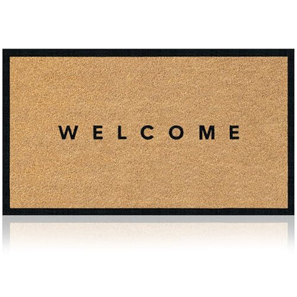 Coir Welcome Mat, Non-Slip, Black Edge, 17 x 29 in | 100% Natural Coir, Anti-Shedding, Durable PVC Backing, Traps Dirt and Mud, Indoor and Outdoor Entryway, Easy to Clean - color: Black Edge