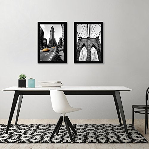 Americanflat 11x17 Picture Frame with Shatter-Resistant Glass - Set of 2 - Signature Collection - Gallery-Style Frames Made of Engineered Wood - Picture Frames for Wall Display - Black | Shatter-resistant glass, hangs vertical or horizontal, sawtooth hang