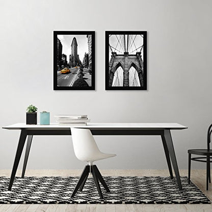 Americanflat 11x17 Picture Frame with Shatter-Resistant Glass - Set of 2 - Signature Collection - Gallery-Style Frames Made of Engineered Wood - Picture Frames for Wall Display - Black | Shatter-resistant glass, hangs vertical or horizontal, sawtooth hang