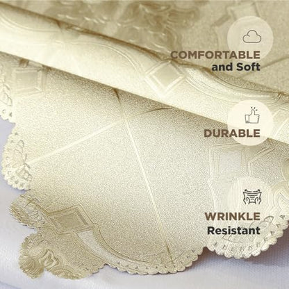 Rectangle Gold Tablecloth Heavy Duty Vinyl Tablecloths Waterproof Oil-Proof PVC Table Cloth Durable Wipeable Plastic Table Cover for Dining Camping Indoor and Outdoor (Gold Royal Moti,54" X 78") - color: Gold Royal Motif