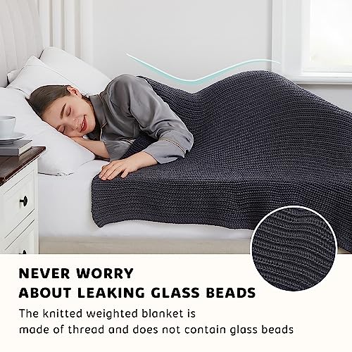 L'AGRATY Knitted Weighted Blanket - 48"x72" 12lbs Cooling Chunky Knit Heavy Blanket for Adults Braided Crochet Throw Thick Cable Yarn Knit Decorative No Beads Evenly Weighted Machine Washable | No Beads Evenly Weighted Machine Washable Chunky Braided Croc