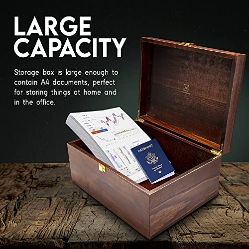 Large Wooden Storage Memory Gift Box with Hinged Lid (Chocolate Brown) - color: Chocolate Brown