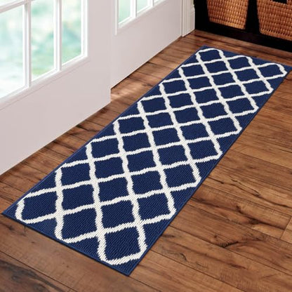 SHACOS Kitchen Runner Rugs 2x6 ft Washable Rug Runner Dirt Trapping Non Slip Rubber Backing Hallway Entryway Runners Laundry Room Floor Carpet Mats, Navy Blue - color: Navy Blue, size: 2' x 6'