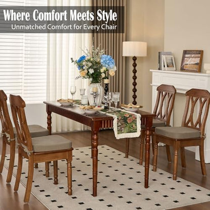 Dining Chair Cushions, Khaki, 17"x16", Set of 6 | 2'' Thick Cooling Gel High-Density Foam, Ties and Non-Slip Bottom, Removable Washable Cover, For Dining and Kitchen - color: Khaki, size: 6 Count (Pack of 1)